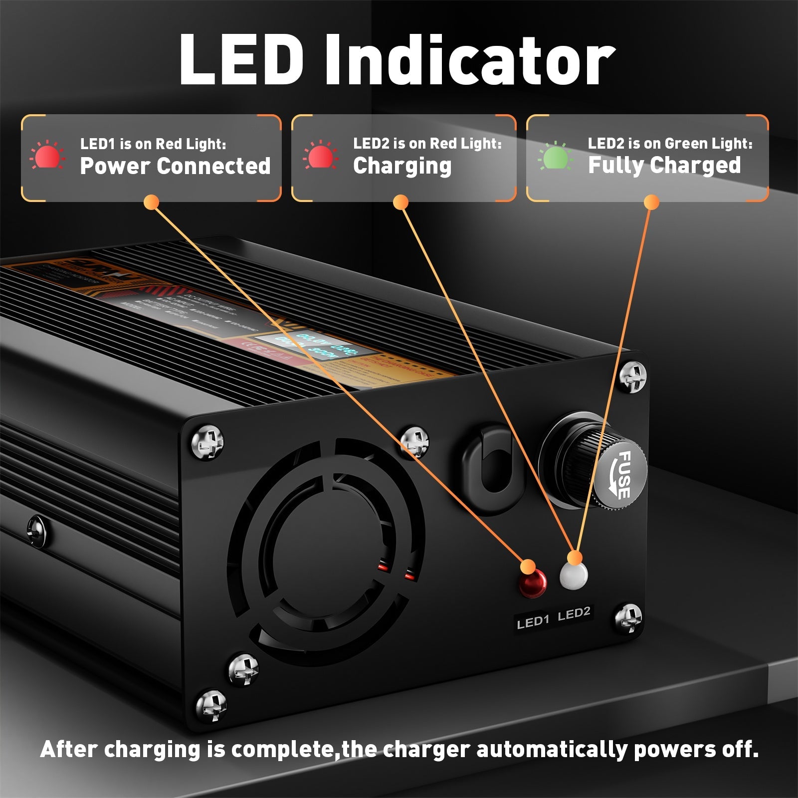 Suraziki LiFePO4 43,8 V 6 A Batterieladegerät für 36 V/38,4 V Lithium-Eisenphosphat-Batterien, LED-Anzeige, vollständiger Schutz