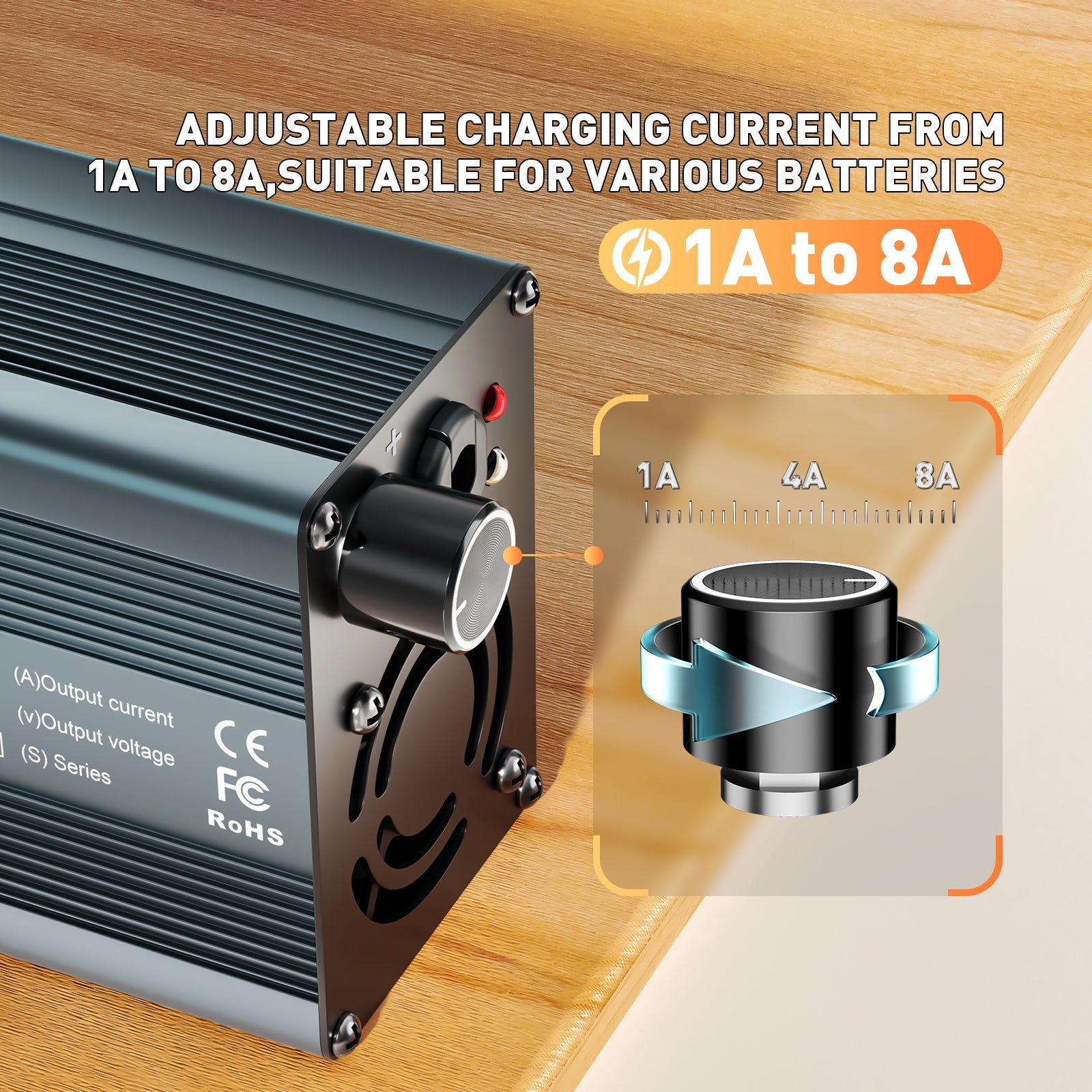 Suraziki 73V 1-8A current adjustable Lithium LiFePO4 Battery Charger for 64V(60V ) LiFePO4 battery, Golf Cart Trolling Motor RV Boat Battery Charger
