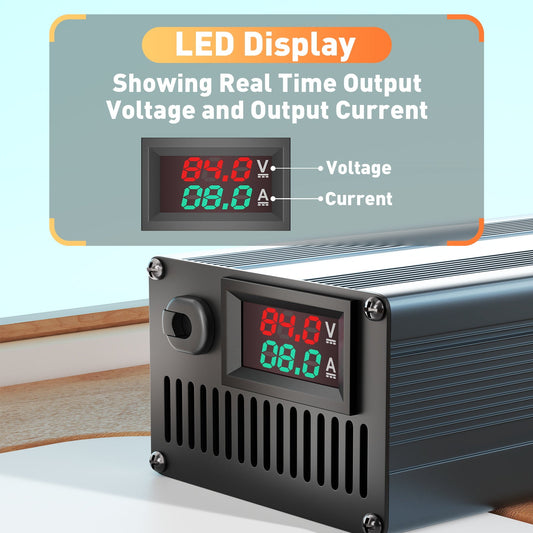 Suraziki 84V 1-8A säädettävä litium-akkulaturi 20 akulleS 74 V 72 V litiumioniakku / kolmikomponenttinen litium / polymeeriakku, Ebike Scooter -sähkömoottoripyörän akkulaturi