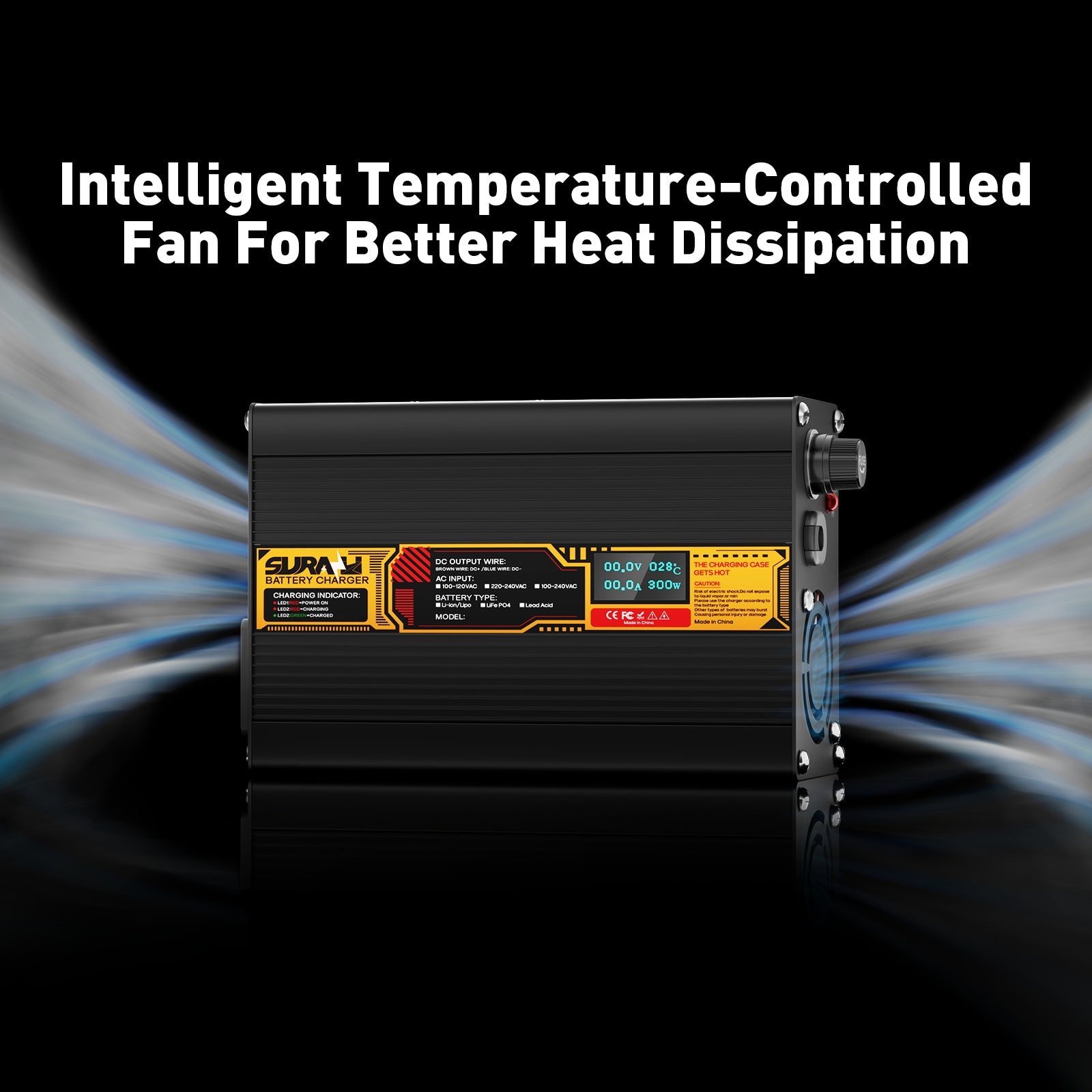 Suraziki LiFePO4 43,8 V 6 A Batterieladegerät für 36 V/38,4 V Lithium-Eisenphosphat-Batterien, LED-Anzeige, vollständiger Schutz