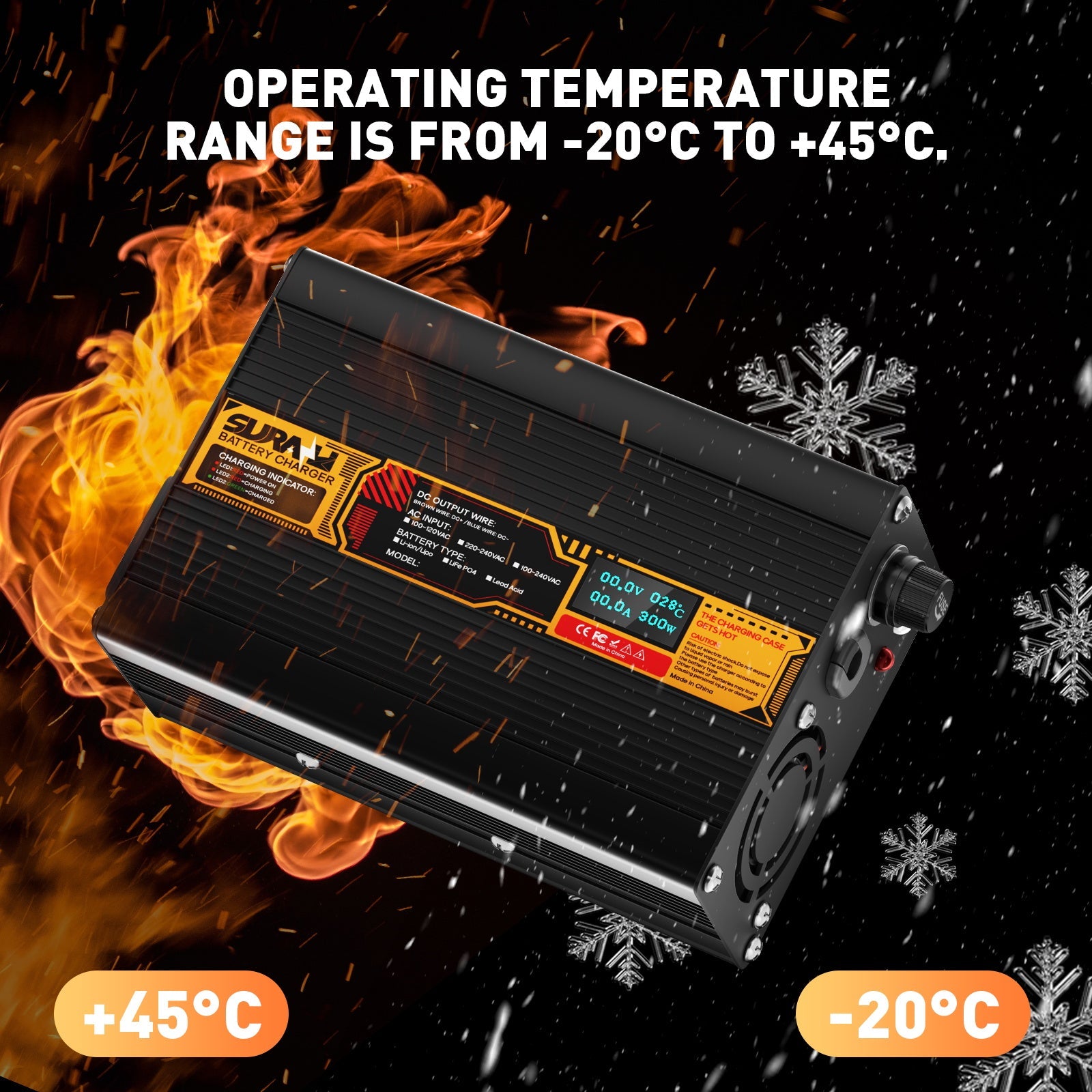 Suraziki LiFePO4 43,8 V 6 A Batterieladegerät für 36 V/38,4 V Lithium-Eisenphosphat-Batterien, LED-Anzeige, vollständiger Schutz