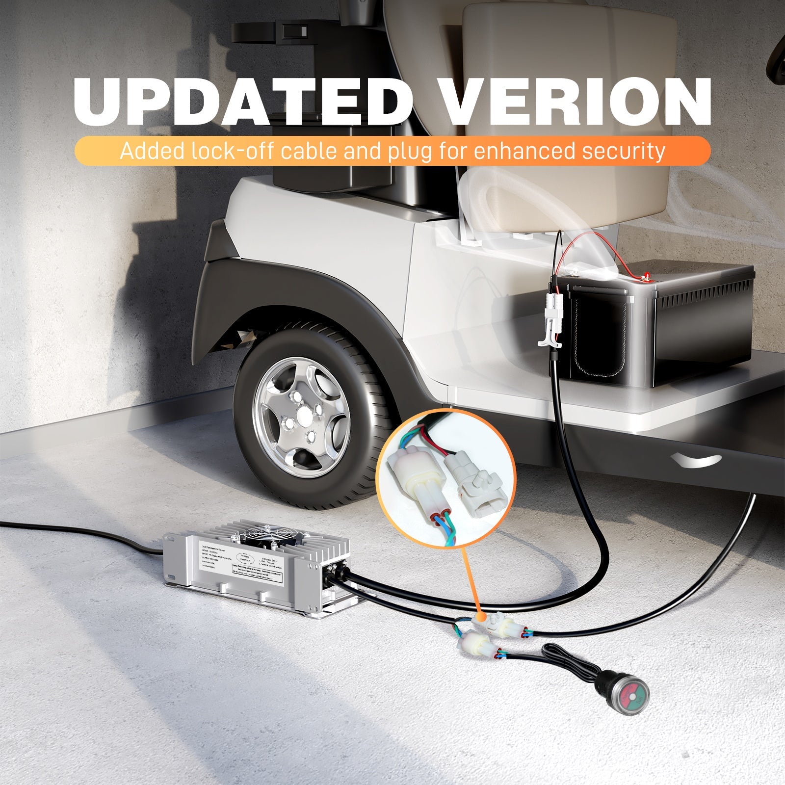 Suraziki 48V 25A Lead Acid Battery Charger, IP65 Waterproof, with Locking Cable for Pallet Jack/Floor Scrubber/Golf Cart/Forklift