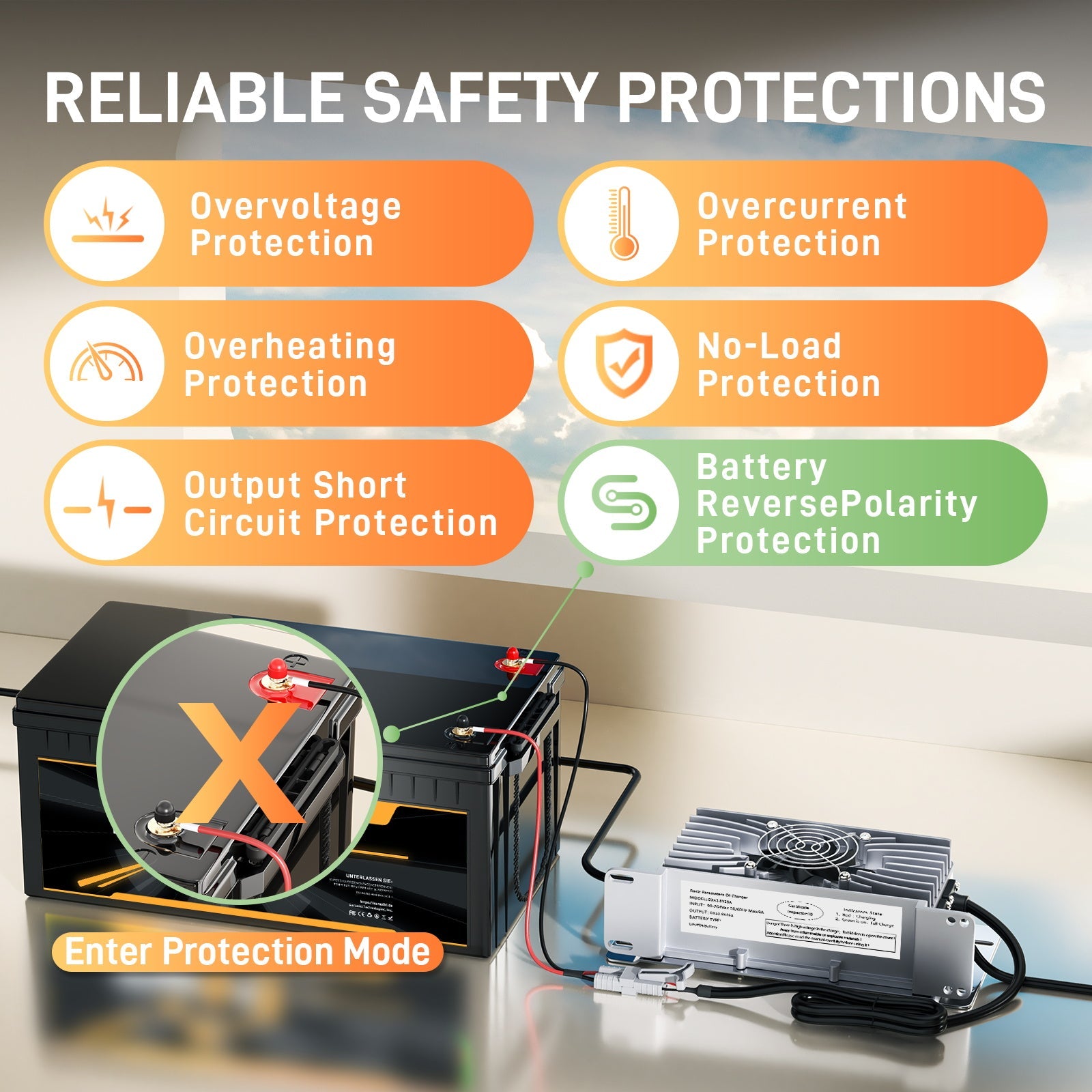 Suraziki 36V 25A litium Lifepo4 -akkulaturi, 43,8 V:n latausjännite 36 V:lle (38,4 V) 12:lleS Akkukäyttöinen, vedenpitävä, 0 V:n BMS-aktivointi, lukittavalla kaapelilla sähköajoneuvoille, sähköpyörille ja golfkärryille